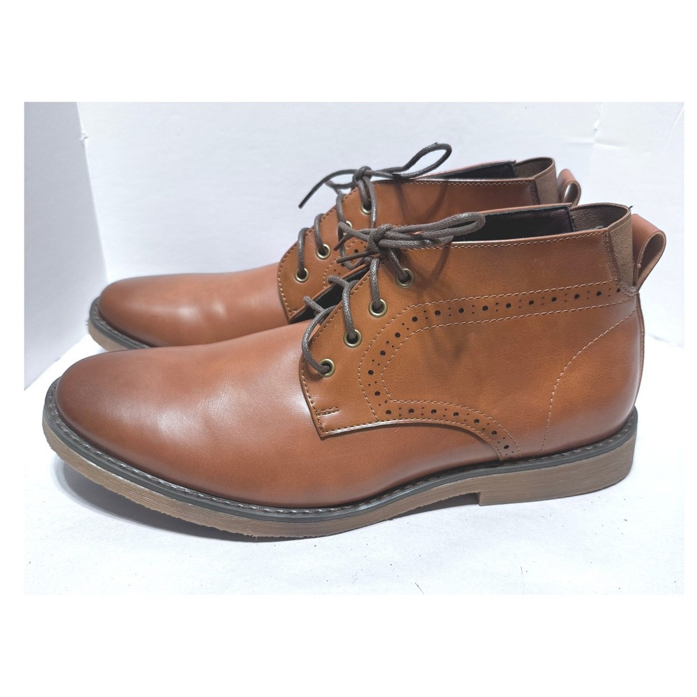 Bruno Marc Mens Tan Brown Wingtip Brogue Chukka Boots 11 Lace Up Desert Boot